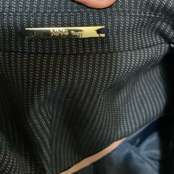 Mango Black Pink Pinstripe Suit Blazer Size 8 Career Business Jacket - Picture 5 of 11